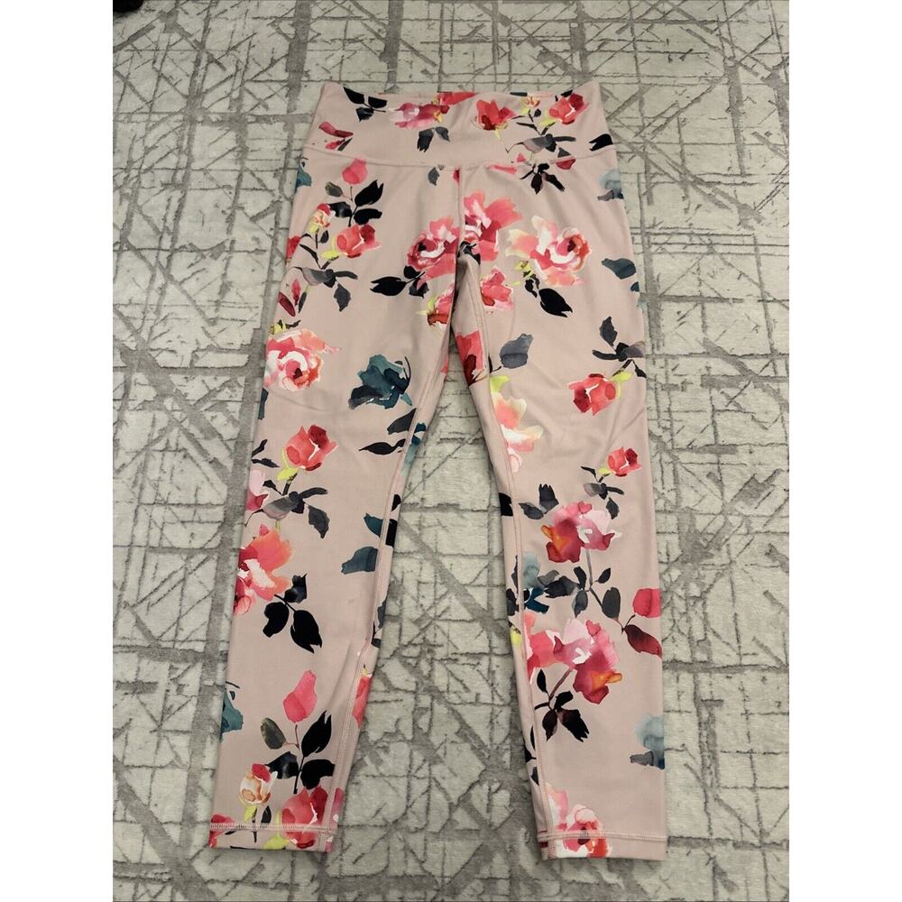 Athleta Elation‎ 7/8 Tight Yoga Leggings 24" High Rise Floral Pink Size Med
